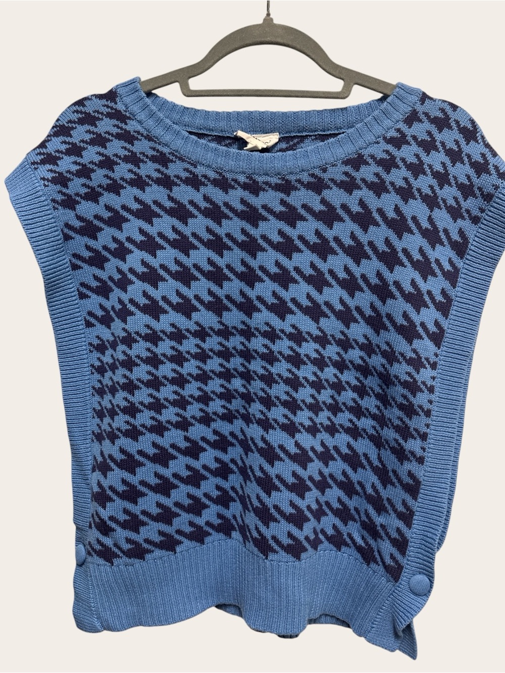 Like new &merci Blue Houndstooth Knit Sleeveless Sweater Vest SZ M